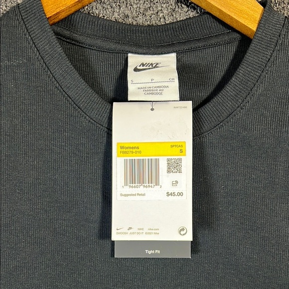 Nike Black Ribbed Crop Tank, Womens Small - Picture 6 of 7